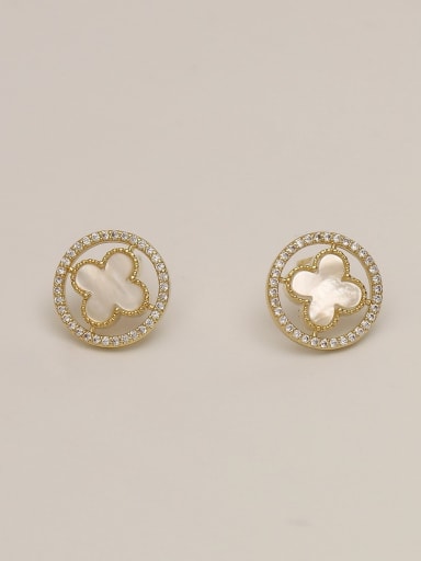 Brass Shell Flower Minimalist Stud Trend Korean Fashion Earring