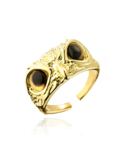 11164 Brass Cubic Zirconia Cute Owl Band Ring