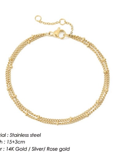 Double layer 14K Gold Stainless steel Imitation Pearl Irregular Minimalist Strand Bracelet