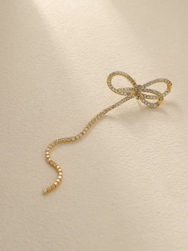 Brass Cubic Zirconia Bowknot Tassel Vintage Single Trend Korean Fashion Earring