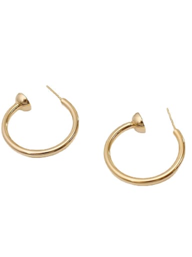 Brass Smooth Round Vintage Hoop Trend Korean Fashion Earring