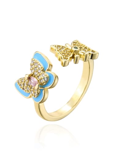 11930 Brass Cubic Zirconia Butterfly Vintage Band Ring