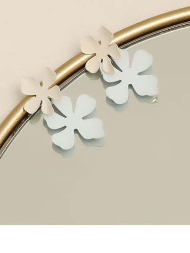Brass smooth Flower Minimalist Drop Trend Korean Fashion Earring