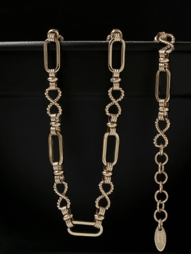 Brass Hollow Geometric Chain Vintage Necklace