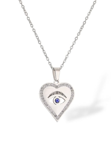 23991 Titanium Steel Cubic Zirconia Heart Vintage Necklace