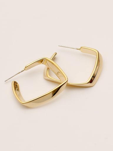 14K real gold [Left And Right] Brass Geometric Minimalist Stud Trend Korean Fashion Earring