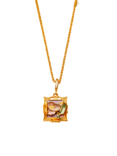 custom Brass Freshwater Pearl Geometric Vintage Necklace