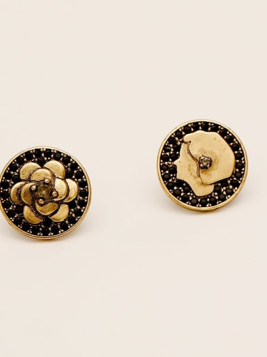 Brass Asymmetrical Flower Vintage Stud Trend Korean Fashion Earring