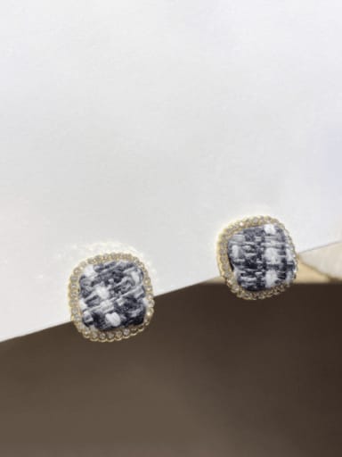 Brass Cotton thread Weave square Trend Stud Earring