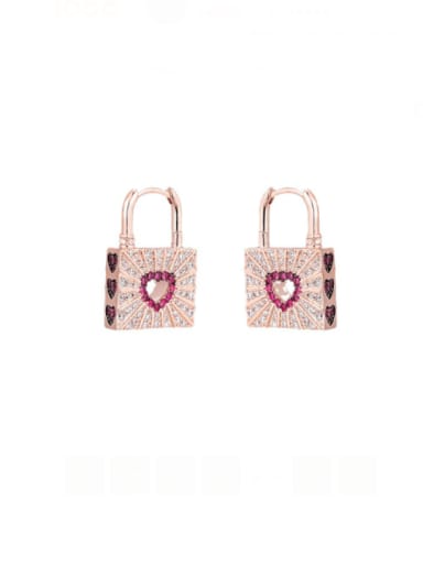 Rose Gold Love Earrings Brass Cubic Zirconia Locket Luxury Cluster Earring