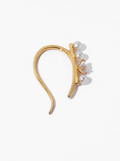 Brass Cubic Zirconia Irregular Minimalist Single Earring(Single )