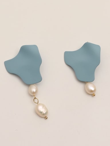 blue Brass Enamel Geometric Minimalist Stud Trend Korean Fashion Earring