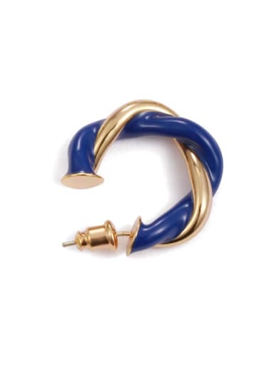 Dark blue  (Single ) Brass Enamel Geometric Minimalist Single Earring