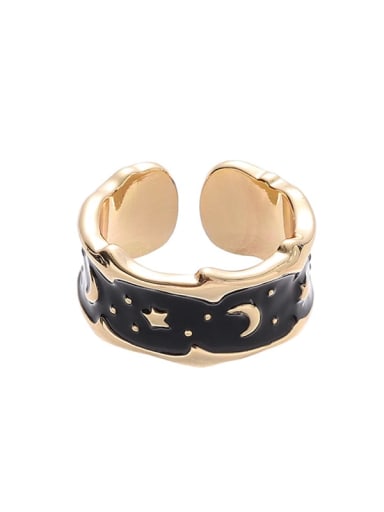 Style 3 Ring Brass Enamel Moon Hip Hop Band Ring