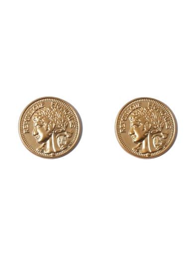 Titanium Steel  Vintage  portrait Coin Stud Earring