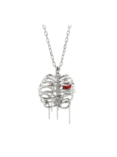 Titanium Steel Cubic Zirconia Heart Hip Hop Necklace