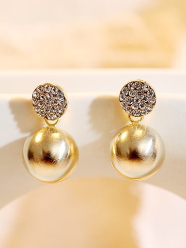 Short 14K  gold Copper Cubic Zirconia Geometric Ethnic Drop Trend Korean Fashion Earring