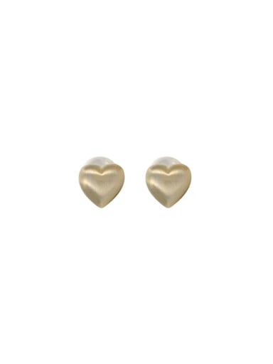 Brass Imitation Pearl Heart Dainty Stud Earring