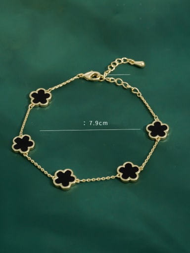 Brass Enamel Clover Minimalist Link Bracelet
