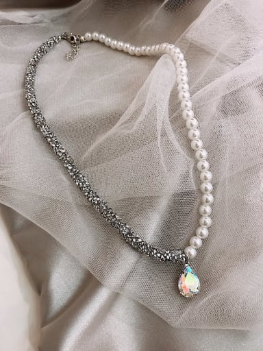 Alloy Imitation Pearl White Trend Necklace