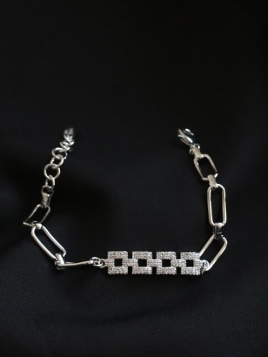 Brass Cubic Zirconia Geometric chain Vintage Bracelet