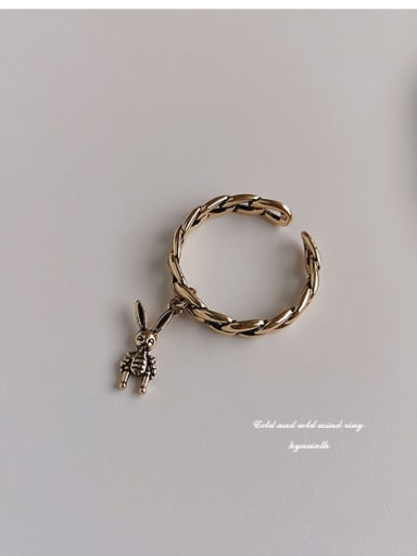 Ancient gold Copper  Retro Hollow chain rabbit  Free Size Band Fashion Ring