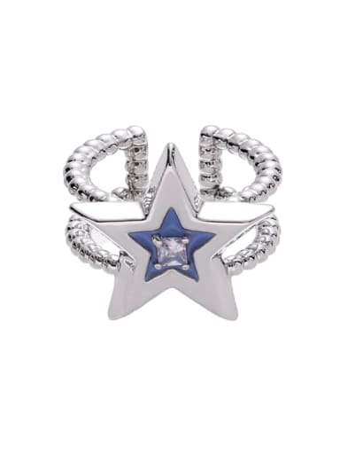 Five pointed star style Brass Enamel Heart Minimalist Band Ring