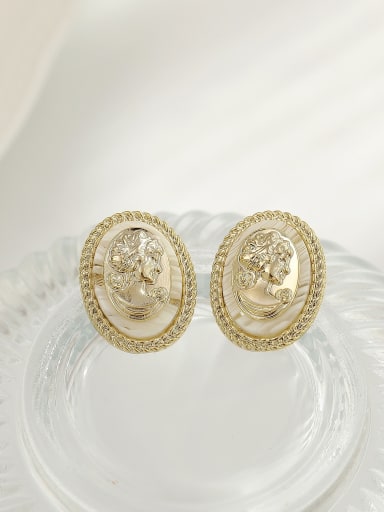 Brass Shell Oval Vintage Stud Trend Korean Fashion Earring