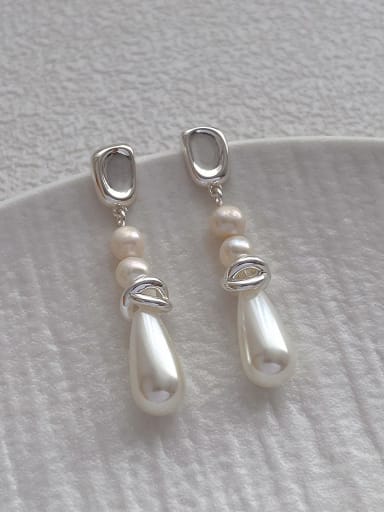 G98 platinum Pearl Drop Earrings Brass Imitation Pearl Water Drop Minimalist Drop Earring