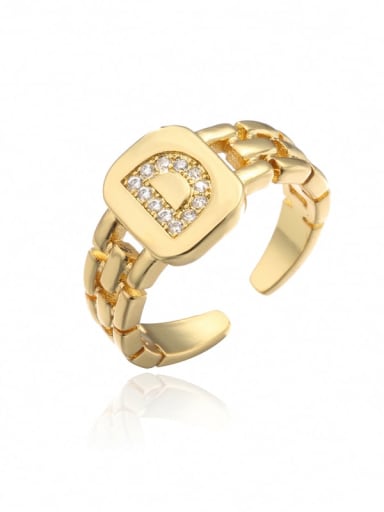 D Brass Cubic Zirconia Letter Vintage Band Ring