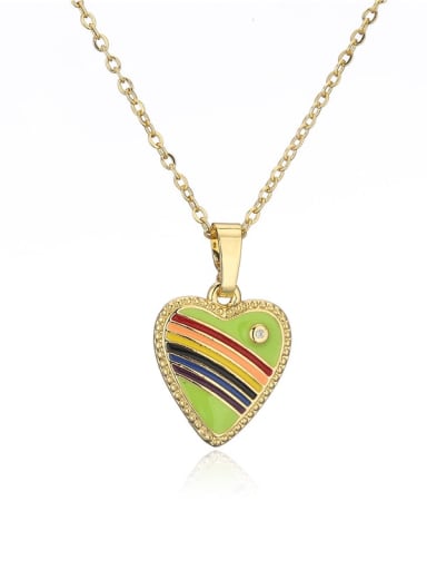 21129 Brass Enamel  Trend Heart  Pendant Necklace