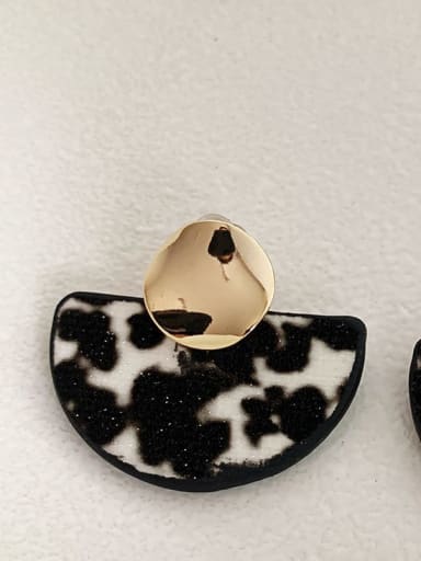 White Leopard Print Alloy Resin Geometric Vintage Scalloped Leopard Stud Earring/Multi-color optional