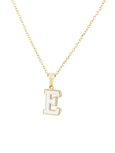 E Steinless steel shell minimalist 26 letter Pendant Necklace
