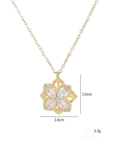 Steel color X253 Brass Cubic Zirconia Flower Dainty Necklace