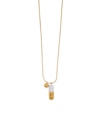 golden Brass Enamel Geometric Minimalist Long Strand Necklace