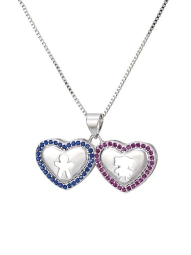 Brass Cubic Zirconia minimalist  Heart Pendant Necklace