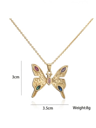 Brass Rhinestone  Trend Butterfly Pendant Necklace