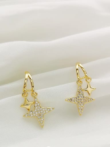Copper Cubic Zirconia Star Dainty Stud Trend Korean Fashion Earring