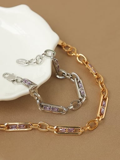 Brass Hollow Geometric  Chain Vintage Link Bracelet