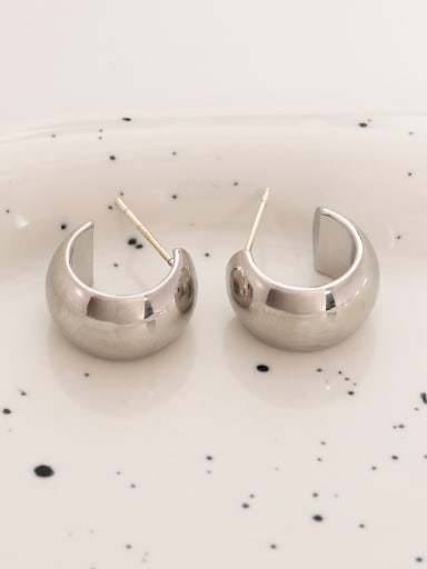 white k Brass Geometric Minimalist Stud Earring