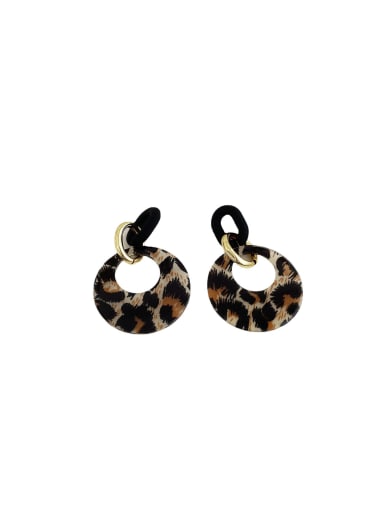 Alloy Resin Round Vintage Leopard print Drop Earring
