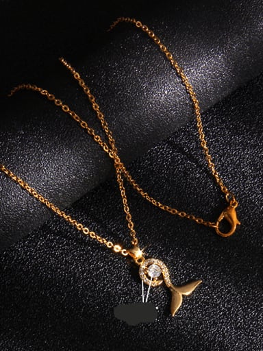 Tail (paragraph b) a083 Copper Cubic Zirconia Fish Trend Fish Tail Pendant Necklace