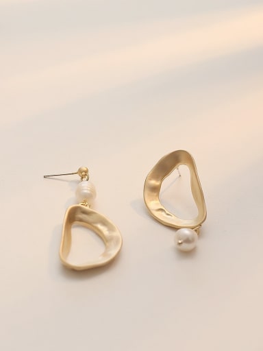 Copper Imitation Pearl Irregular Minimalist Drop Trend Korean Fashion Earring