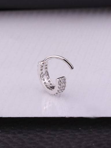Brass Cubic Zirconia White Geometric Minimalist Hoop Earring