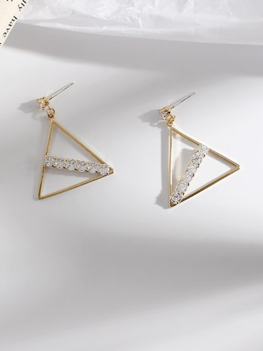 Copper Cubic Zirconia Triangle Minimalist Stud Trend Korean Fashion Earring