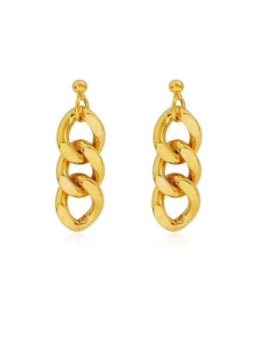 Brass Hollow Geometric Chain Vintage Drop Trend Korean Fashion Earring