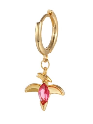 Rose red flying dragon (Single) Brass Cubic Zirconia Multi Color Irregular Minimalist Single Earring