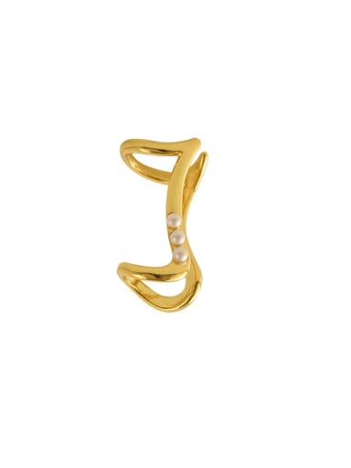 Brass Imitation Pearl Geometric Vintage Clip Trend Korean Fashion Earring(single)