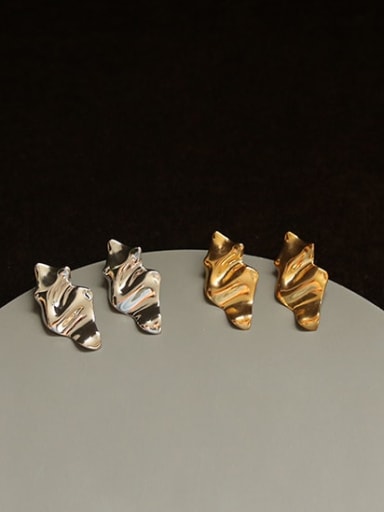 Brass smooth Geometric Vintage Stud Earring