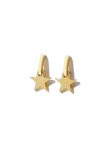 Brass Smooth Pentagram Minimalist Stud Earring